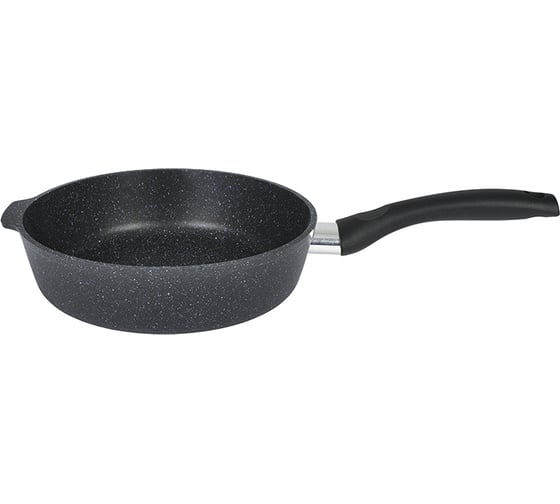 Глубокая сковорода Kukmara 180 мм с ручкой, антипригарное покрытие линия Granit black сггч180а 1