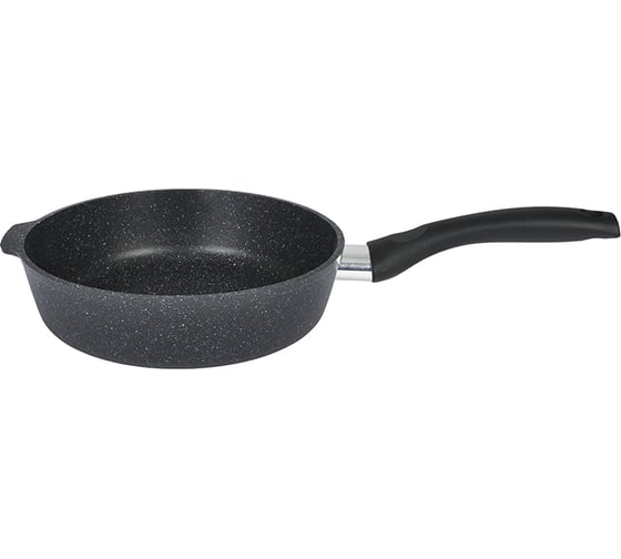 Глубокая сковорода Kukmara 160 мм с ручкой, антипригарное покрытие линия Granit black сггч160а