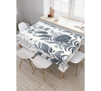 Прямоугольная тканевая скатерть на стол с рисунком JoyArty Серые цветы 145х180 см tc_sd3556_180x145