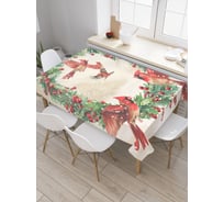 Прямоугольная тканевая скатерть на стол с рисунком JoyArty Рождественский венок 120х145 см, серия Новый год и Рождество tc_sd3981_120x145