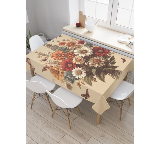 Прямоугольная тканевая скатерть на стол с рисунком JoyArty Букет осени 145х180 см tc_sd3584_180x145 1