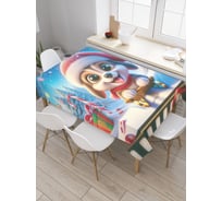 Прямоугольная тканевая скатерть на стол с рисунком JoyArty Прогулка в лесу 145х180 см, серия Новый год и Рождество tc_sd3863_180x145