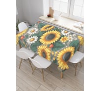 Прямоугольная тканевая скатерть на стол с рисунком JoyArty Поле цветов 120х145 см tc_sd3445_120x145