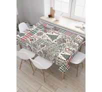 Прямоугольная тканевая скатерть на стол с рисунком JoyArty Елочная мозайка 145х180 см, серия Новый год и Рождество tc_sd3941_180x145