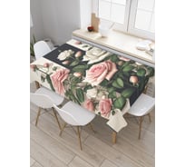 Прямоугольная тканевая скатерть на стол с рисунком JoyArty Розы в полоску 145х180 см tc_sd3441_180x145