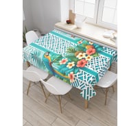 Прямоугольная тканевая скатерть на стол с рисунком JoyArty Тропические попугаи 145х180 см tc_sd3415_180x145