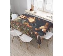 Прямоугольная тканевая скатерть на стол с рисунком JoyArty Уютным вечером 145х180 см, серия Новый год и Рождество tc_sd3893_180x145