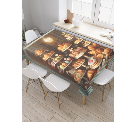 Прямоугольная тканевая скатерть на стол с рисунком JoyArty Сладкая витрина 145х180 см tc_sd3452_180x145 1