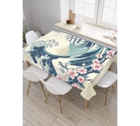 Прямоугольная тканевая скатерть на стол с рисунком JoyArty Корабль на волнах 145х180 см tc_sd3565_180x145