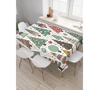Прямоугольная тканевая скатерть на стол с рисунком JoyArty Ярмарка елок 145х180 см, серия Новый год и Рождество tc_sd3951_180x145