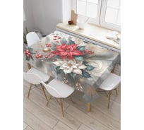 Прямоугольная тканевая скатерть на стол с рисунком JoyArty Листва в мраморе 145х180 см, серия Новый год и Рождество tc_sd3909_180x145