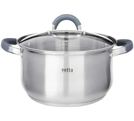 Кастрюля VETTA Вена 24х13,5 см, 6 л со стеклянной крышкой, индукция 822-074