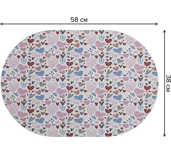 Коврик для сушки посуды JoyArty Сердечный рай овальный 58x38 см sbm_429247_58x38