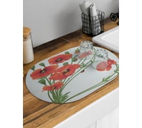 Коврик для сушки посуды впитывающий для кухни JoyArty Букет маков овальный 58x38 см sbm_105992_58x38