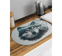 Коврик для сушки посуды JoyArty Волк одиночка овальный 58x38 см sbm_430079_58x38