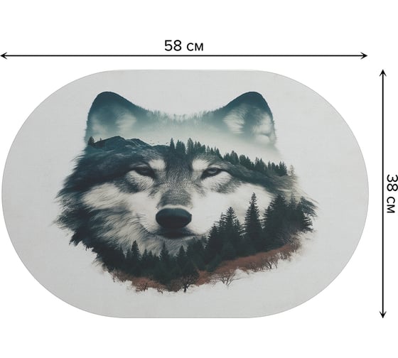 Коврик для сушки посуды JoyArty Волк одиночка овальный 58x38 см sbm_430079_58x38