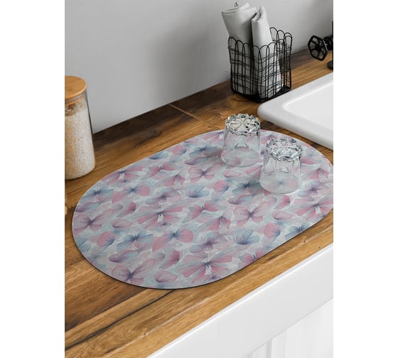 Коврик для сушки посуды JoyArty Бабочки овальный 58x38 см sbm_430098_58x38 1