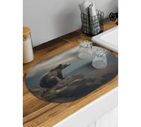 Коврик для сушки посуды JoyArty Медведь на скале овальный 58x38 см sbm_430054_58x38