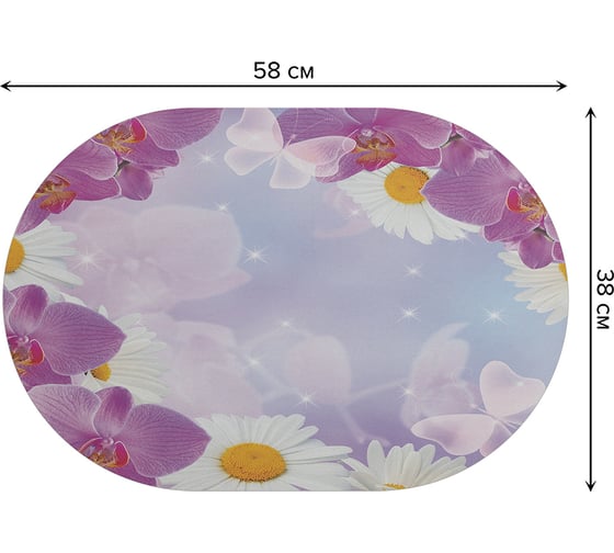 Коврик для сушки посуды JoyArty Орхидея и ромашки овальный 58x38 см sbm_430106_58x38