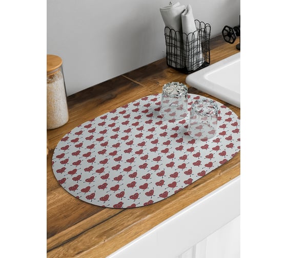 Коврик для сушки посуды JoyArty Танец сердец овальный 58x38 см sbm_429264_58x38 1