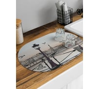 Коврик для сушки посуды впитывающий для кухни JoyArty Романтика на набережной овальный 58x38 см sbm_91966_58x38