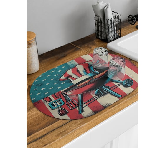 Коврик для сушки посуды JoyArty Барбекю овальный 58x38 см sbm_sd3455_58x38 1