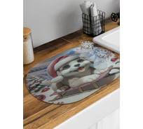Коврик для сушки посуды JoyArty Катание на санях овальный 58x38 см sbm_sd3868_58x38