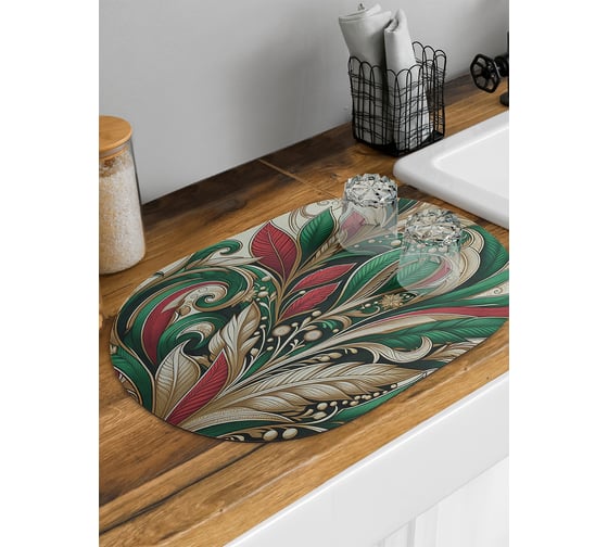 Коврик для сушки посуды JoyArty Густая листва овальный 58x38 см sbm_sd3917_58x38 1