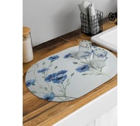 Коврик для сушки посуды впитывающий для кухни JoyArty Фон с васильками овальный 58x38 см sbm_62523_58x38