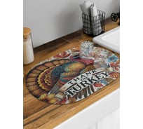 Коврик для сушки посуды JoyArty Индюшка в цветах овальный 58x38 см sbm_sd4028_58x38