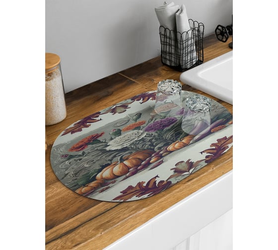 Коврик для сушки посуды JoyArty Осенние мотивы овальный 58x38 см sbm_sd3429_58x38