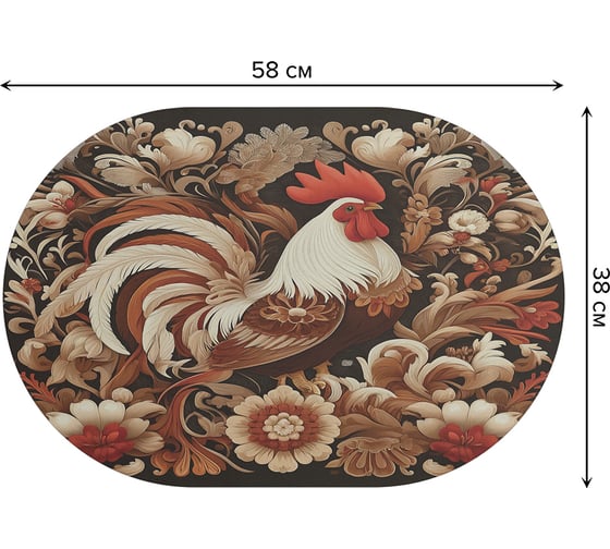 Коврик для сушки посуды JoyArty Петух в цветах овальный 58x38 см sbm_sd3448_58x38