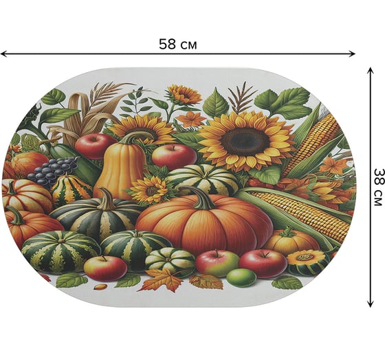Коврик для сушки посуды JoyArty Фруктовая поляна овальный 58x38 см sbm_sd4024_58x38