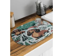 Коврик для сушки посуды JoyArty Таксы на прогулке овальный 58x38 см sbm_sd3878_58x38