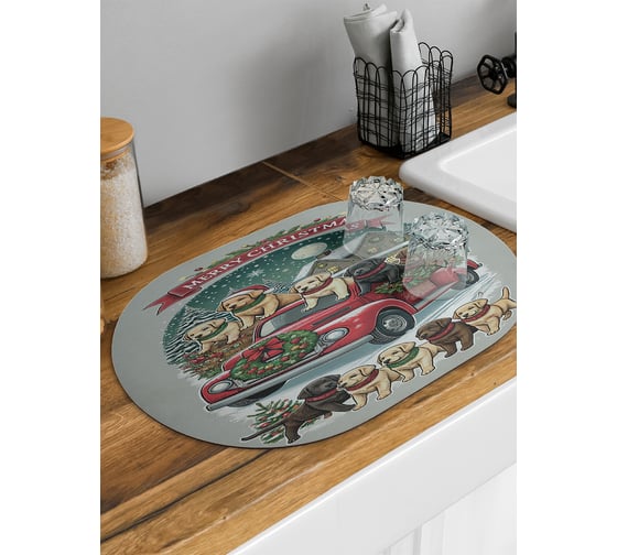 Коврик для сушки посуды JoyArty Счастливого праздника 58x38 см sbm_sd3952_58x38 1