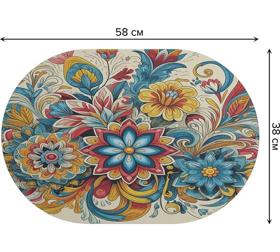 Коврик для сушки посуды JoyArty Роспись хохлома овальный 58x38 см sbm_sd3582_58x38