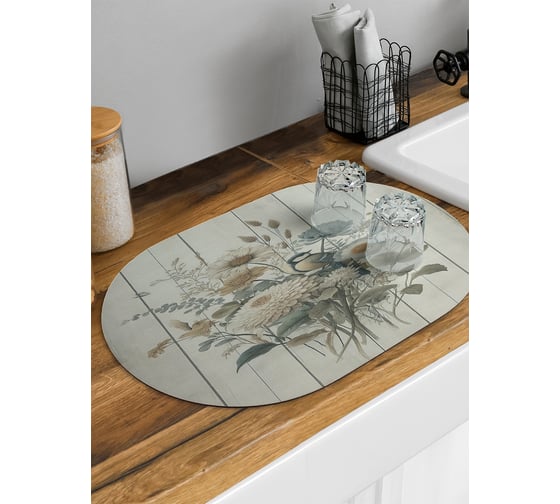 Коврик для сушки посуды JoyArty Полевой букет овальный 58x38 см sbm_sd3426_58x38 1