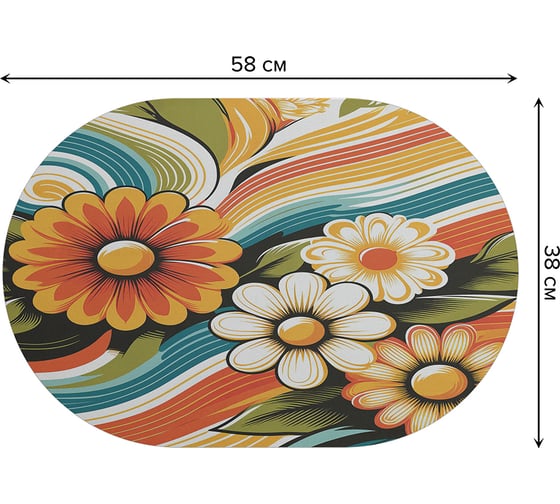 Коврик для сушки посуды JoyArty Раскраска цветов овальный 58x38 см sbm_sd3549_58x38