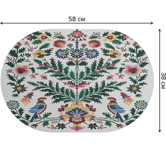 Коврик для сушки посуды JoyArty Птички на ветках овальный 58x38 см sbm_sd3978_58x38