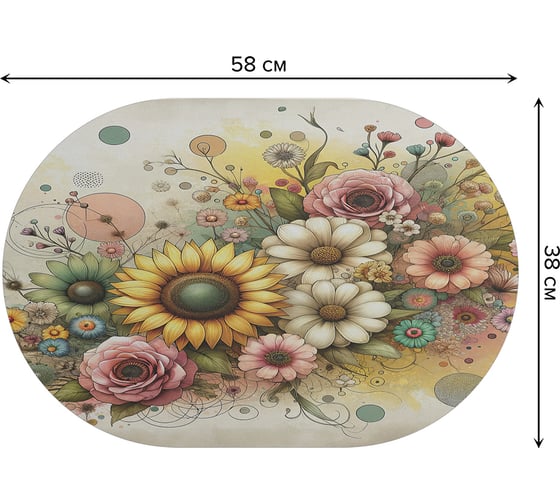 Коврик для сушки посуды JoyArty Роза и подсолнух овальный 58x38 см sbm_sd3564_58x38