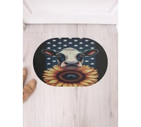 Коврик в прихожую JoyArty овальный Корова и подсолнух 58x38 см sbm_sd3437_58x38