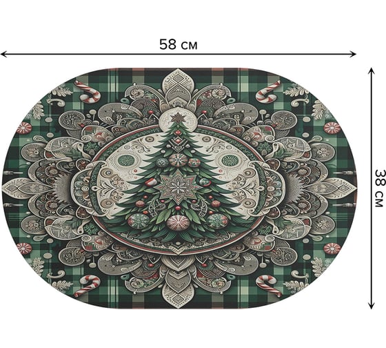 Коврик в прихожую JoyArty овальный Нарядная елочка 58x38 см sbm_sd3910_58x38