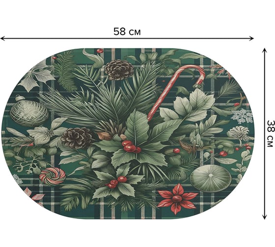 Коврик в прихожую JoyArty овальный Клетчатая композиция 58x38 см sbm_sd3912_58x38