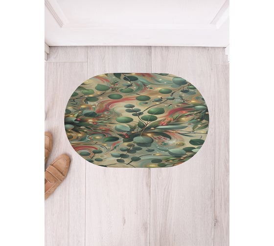 Коврик в прихожую JoyArty овальный Листья в огоньках 58x38 см sbm_sd3948_58x38 1