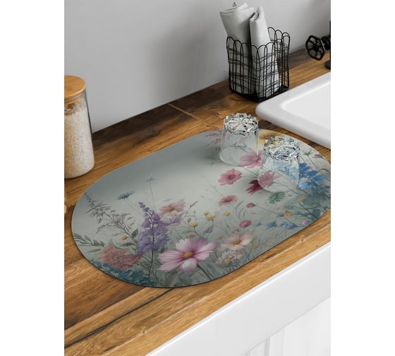 Коврик для сушки посуды JoyArty Цветы в тумане овальный 58x38 см sbm_sd3479_58x38 1