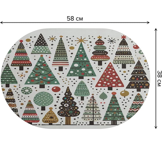 Коврик для сушки посуды JoyArty Ярмарка елок овальный 58x38 см sbm_sd3951_58x38