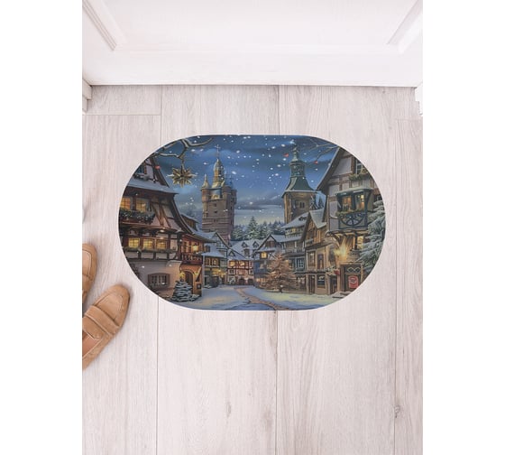 Коврик в прихожую JoyArty овальный Снежная ночь 58x38 см sbm_sd3983_58x38