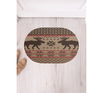 Коврик придверный грязезащитный в прихожую JoyArty с принтом Вышивка с оленями овальный 58x38 см sbm_78634_58x38