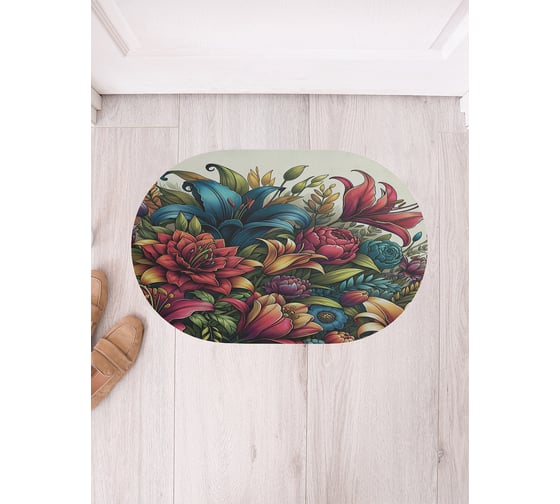 Коврик в прихожую JoyArty овальный Цветочное настроение 58x38 см sbm_sd3526_58x38