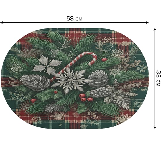Коврик в прихожую JoyArty овальный Снежинки в иголках 58x38 см sbm_sd3904_58x38